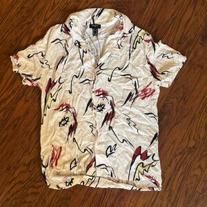 Forever 21 men’s retro print button up short sleeve shirt | NWOT | Size Med